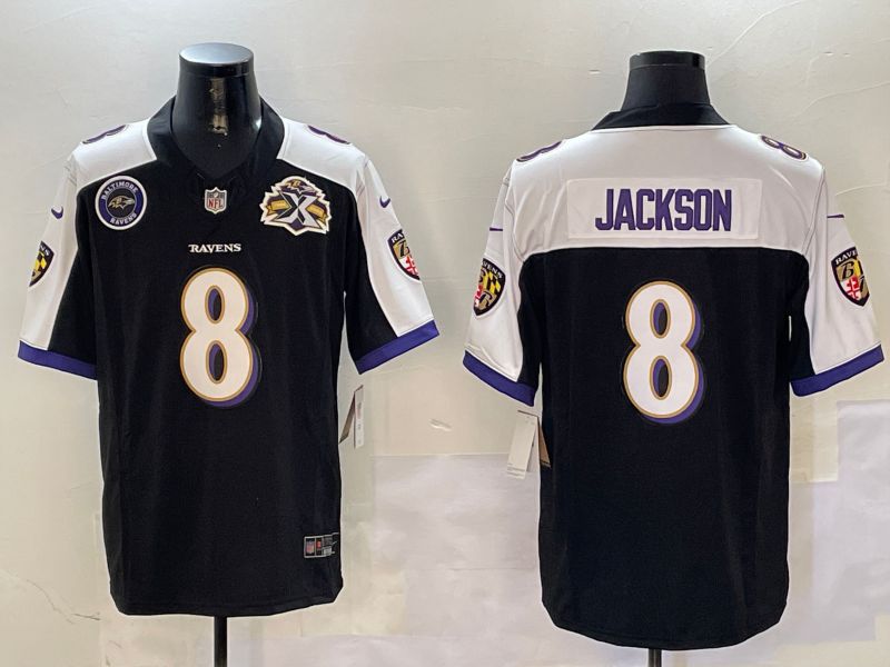 Men Baltimore Ravens 8 Jackson Black Thanksgiving three generations 2024 Nike Limited NFL Jersey style 2